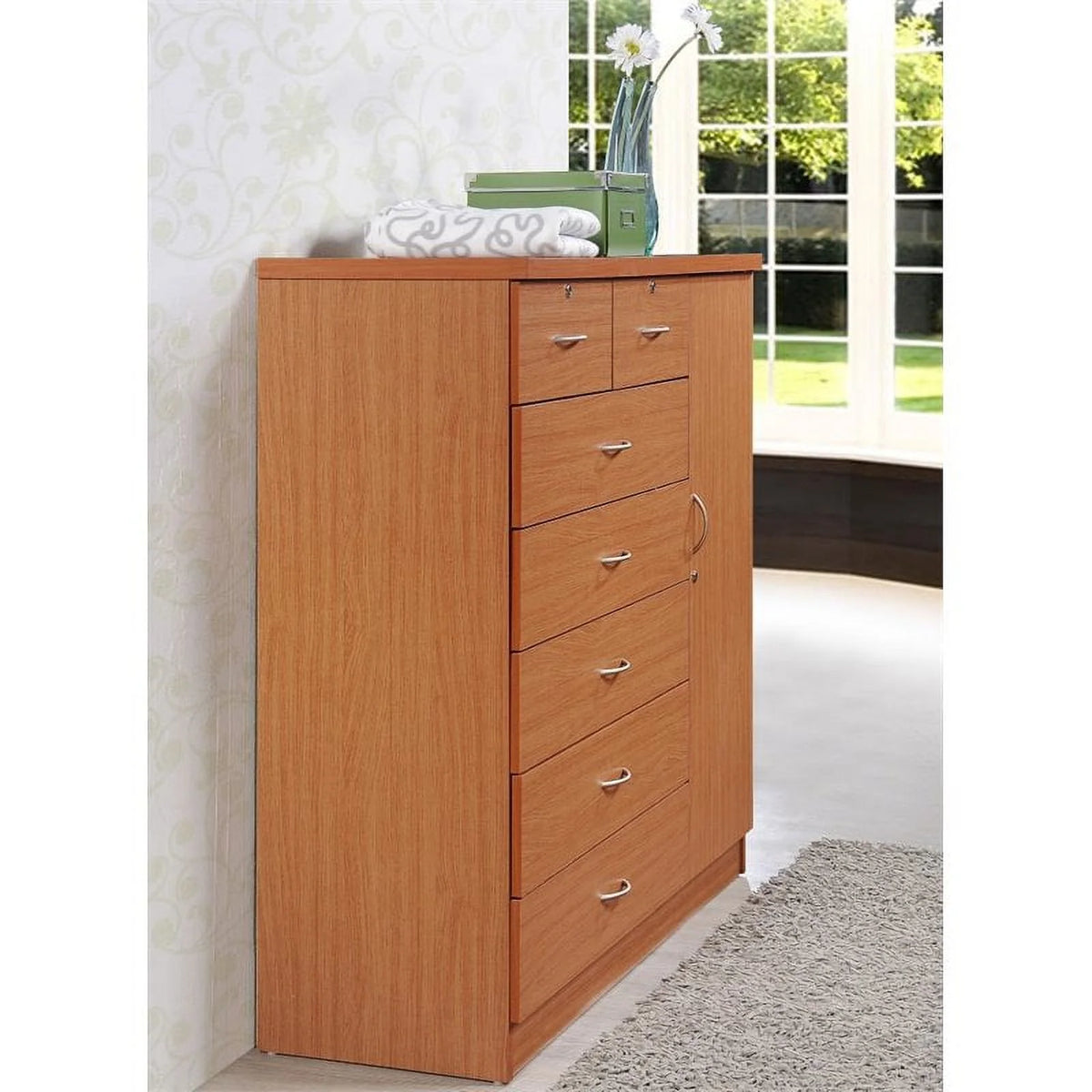 7 Drawer 1 Door Cherry Chest B20137