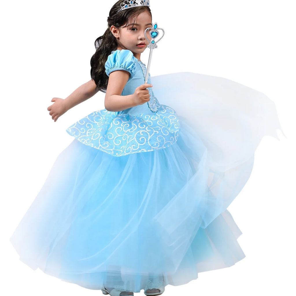 Blue Puff Sleeves Girls Costume T846