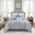 Gray 8 Piece Jacquard Comforter Set B854