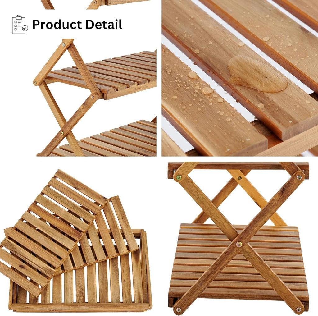 3 Tier Acacia Wood Folding Shelf E4026