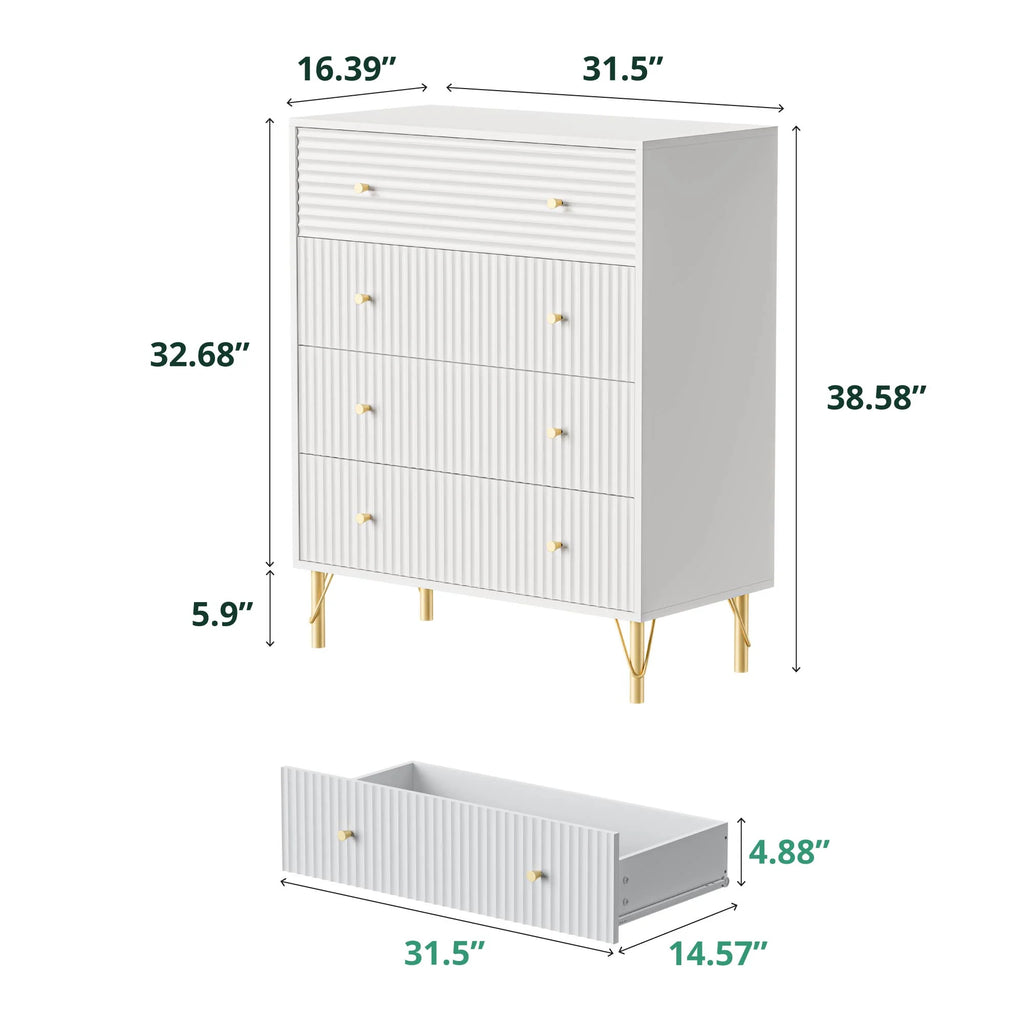 White 4 Drawer Dresser Set of 2 T768