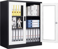 35.4" Metal Storage Cabinet with Glass Doors V384