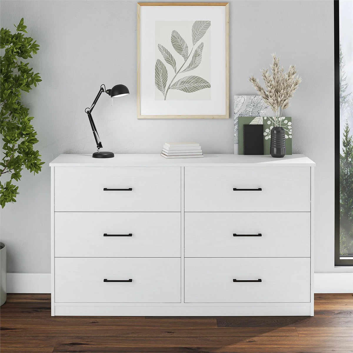 Black 6 Drawer Dresser V3229