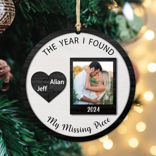 2-Layered Wooden Couple Puzzle Christmas Ornament R7321