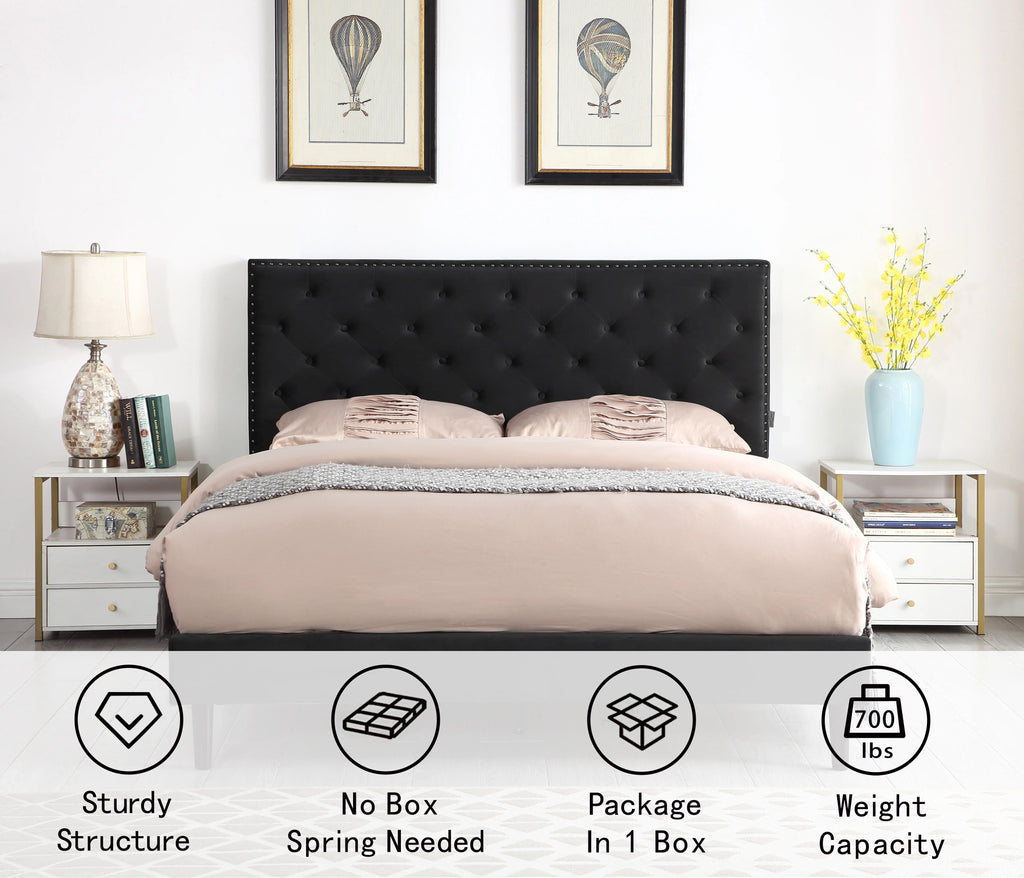 Gray Twin Upholstered Platform Bed Frame with Adjustable Headboard Q6972