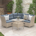 4-Piece PE Wicker Rattan Sofa Set with Adjustable Backs F6103