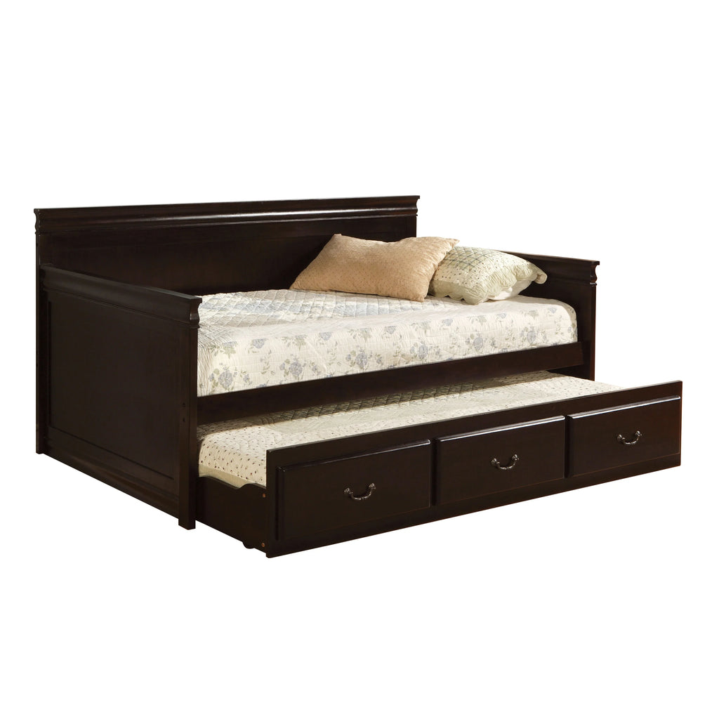 Espresso Wood Daybed with Trundle F3491