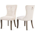 Beige Tufted Velvet Upholstered Wingback Chair G298