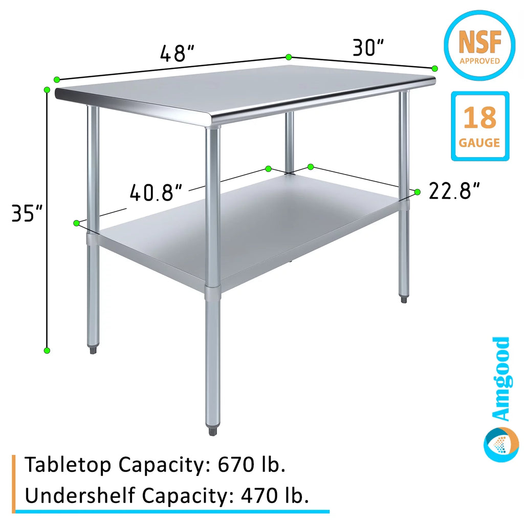 48" Stainless Steel Work Table with Undershelf D3676