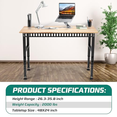 Adjustable Heavy Duty 2000 LBS Load Capacity Hardwood Workbench B64817