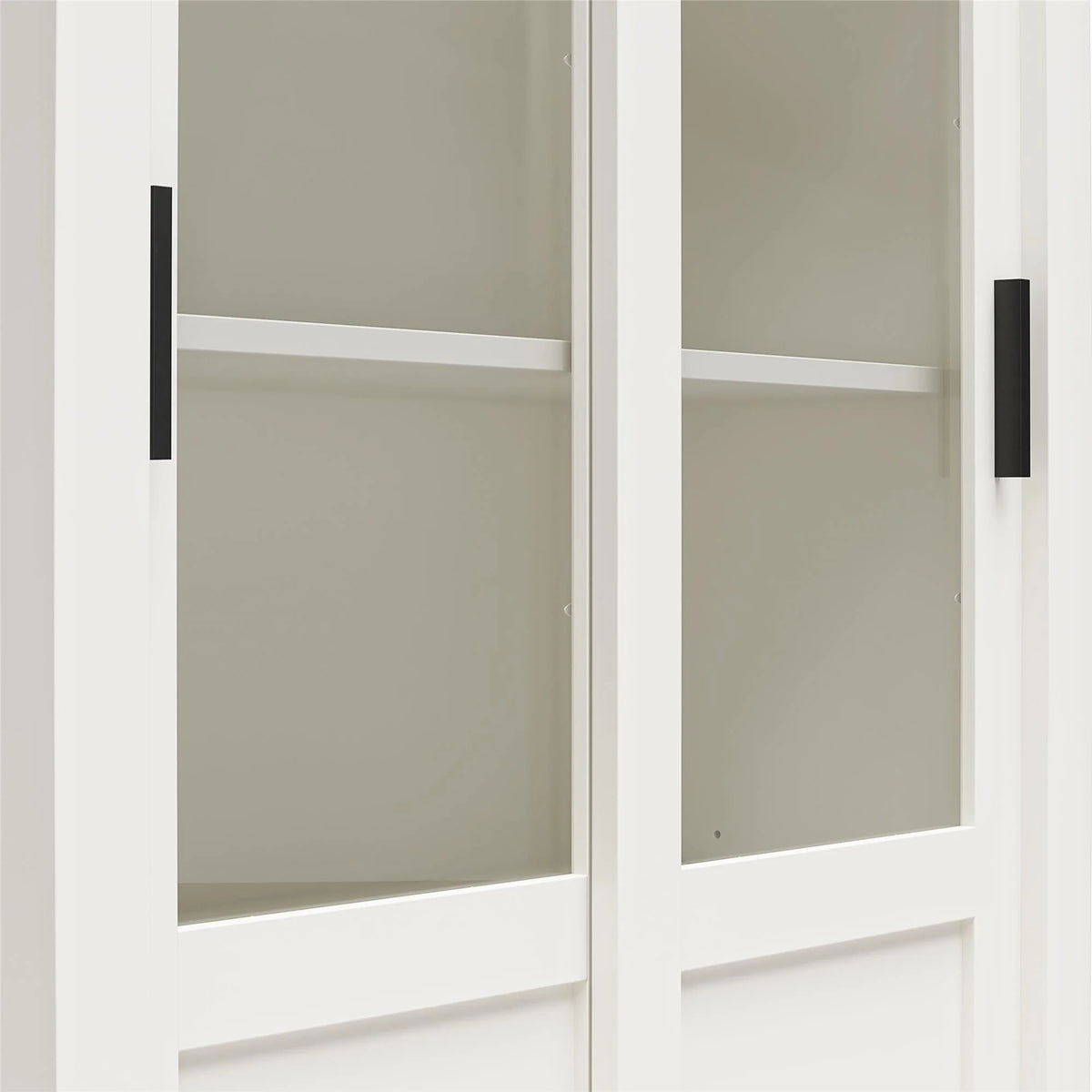 White Bookcase Cabinet with Sliding Glass Doors I1174