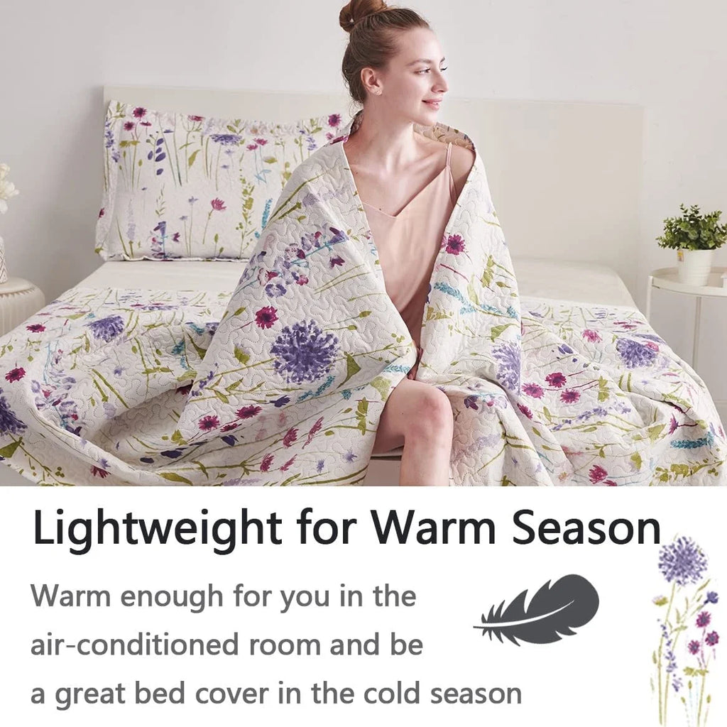 Floral Queen Bedding Microfiber Bedspread Set O3640
