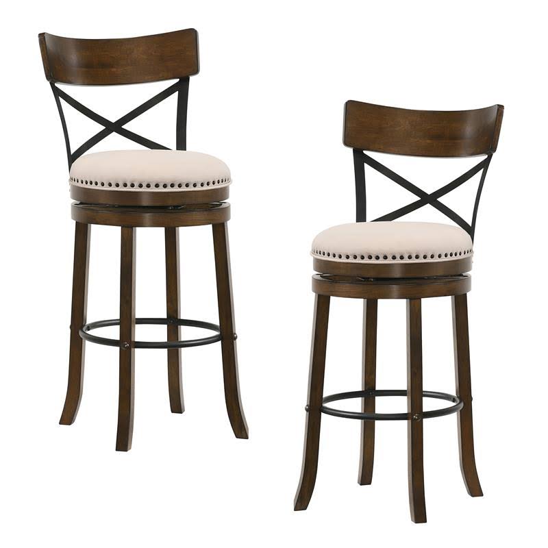 Live Edge Oak Wood Swivel Barstool Set of 2 S1619