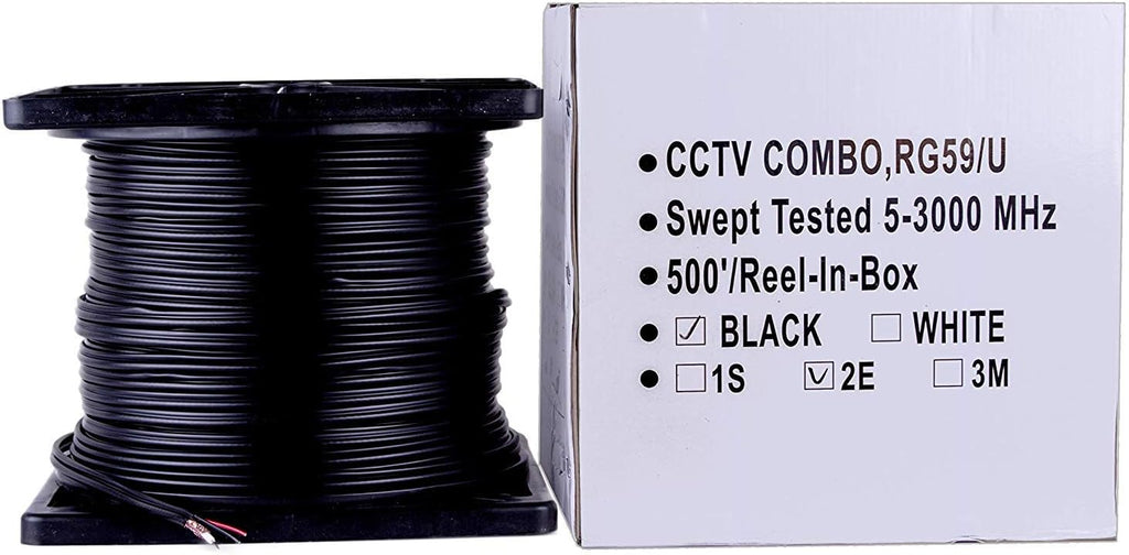 500 ft. Black RG59 Siamese CCTV Combo Coaxial Cable X35865
