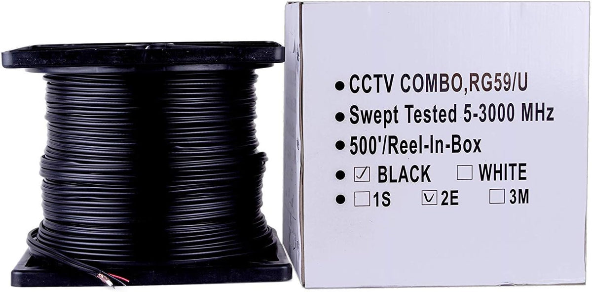 500 ft. Black RG59 Siamese CCTV Combo Coaxial Cable X35865