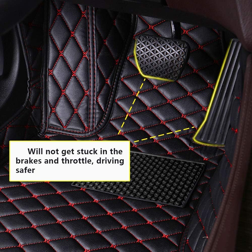 Custom Car Floor Mats Full Coverage Liner Front ＆ Rear Set Black red X376347