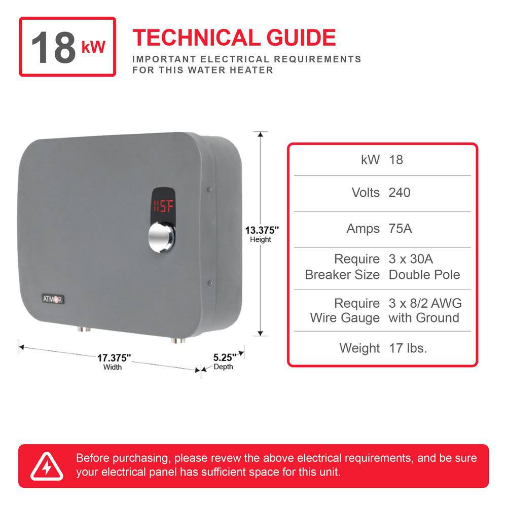 18000-Watt 3.7 GPM Electric Tankless Water Heater A39049
