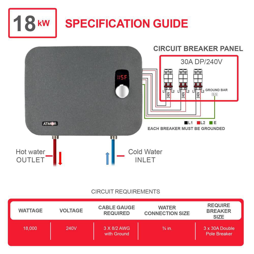 18000-Watt 3.7 GPM Electric Tankless Water Heater A39049