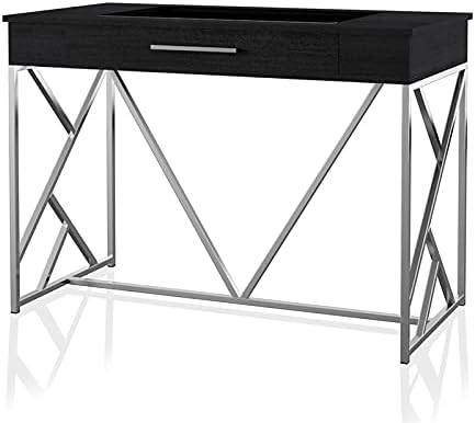Chrome and Black Metal Counter Height Table O62373
