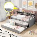 Grey Solid Wood Daybed with 2 Trundles and 3 Storage Cubbies Z844844
