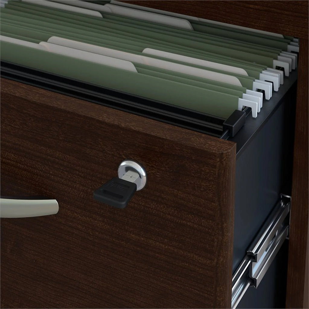 Left Hand U-Shaped Desk with Mobile File Cabinet in Mocha Cherry S771