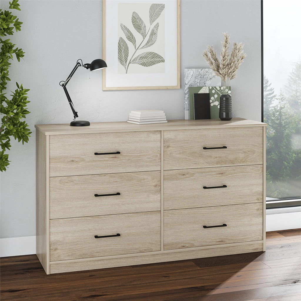 Black 6 Drawer Dresser V3229