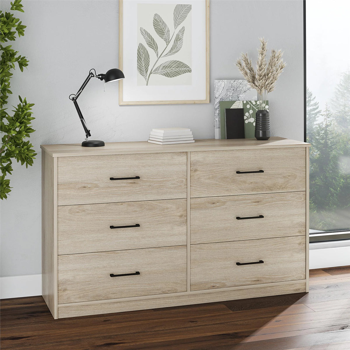 Black 6 Drawer Dresser V3229