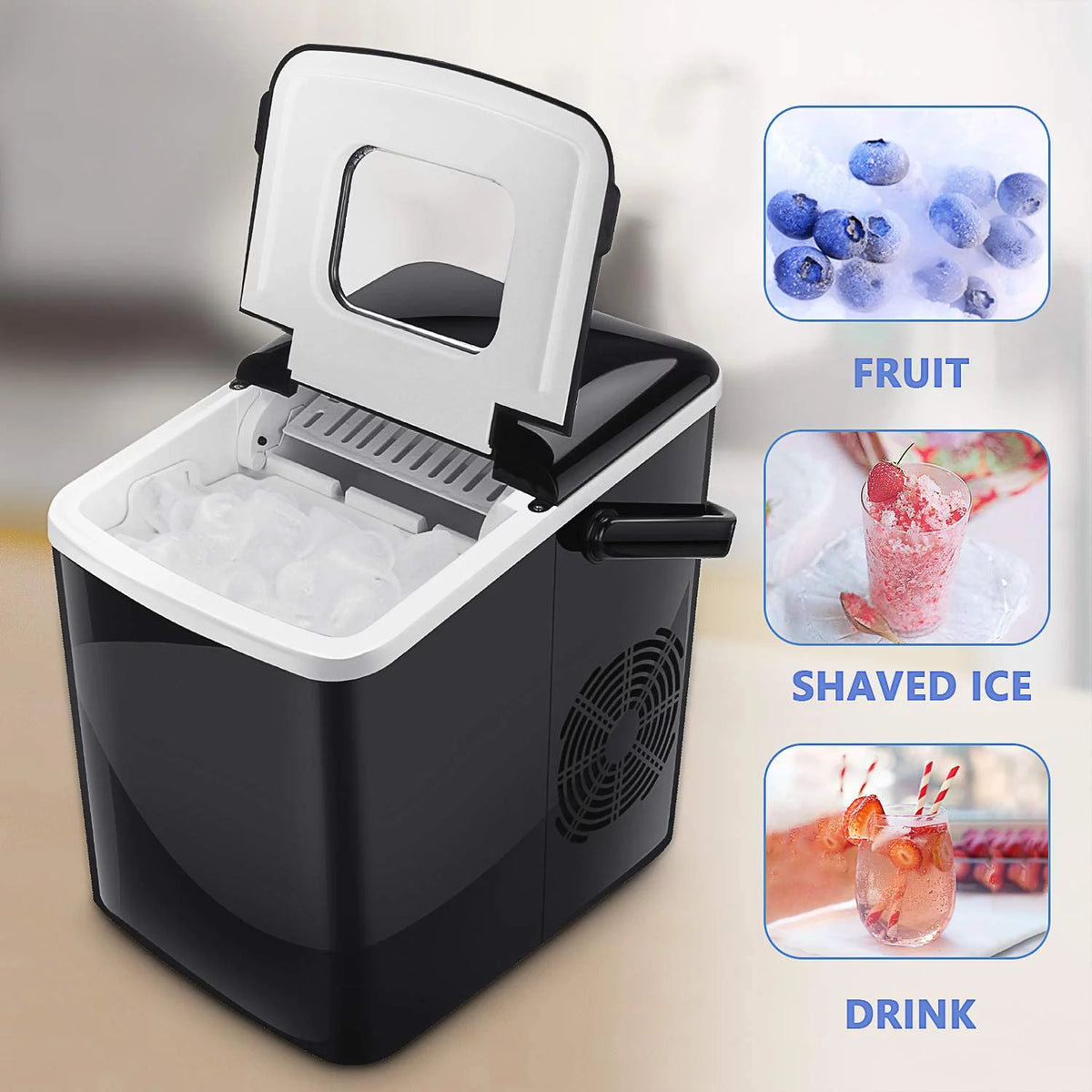 Portable Ice Maker with 2 Optional Ice Cube Sizes G715
