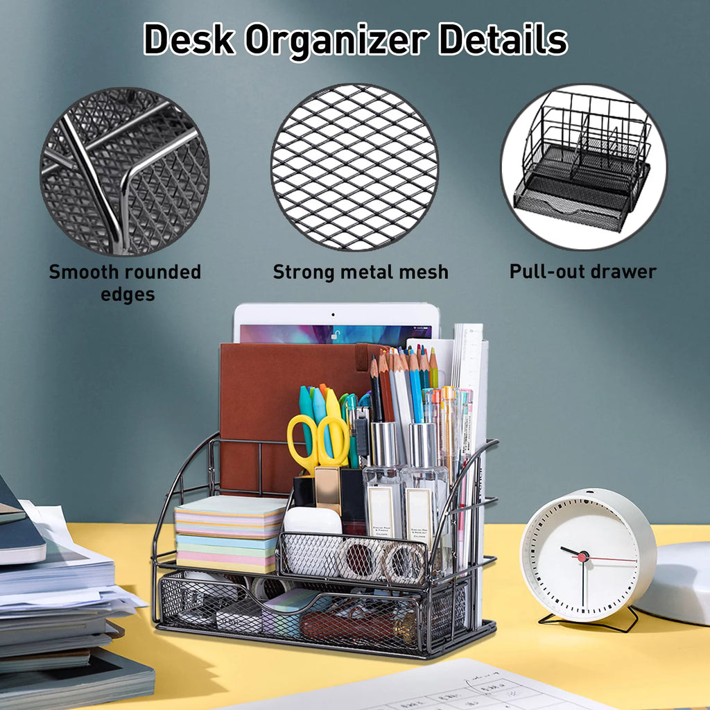 Black 3 Pcs Desk Organizer with Drawer I898