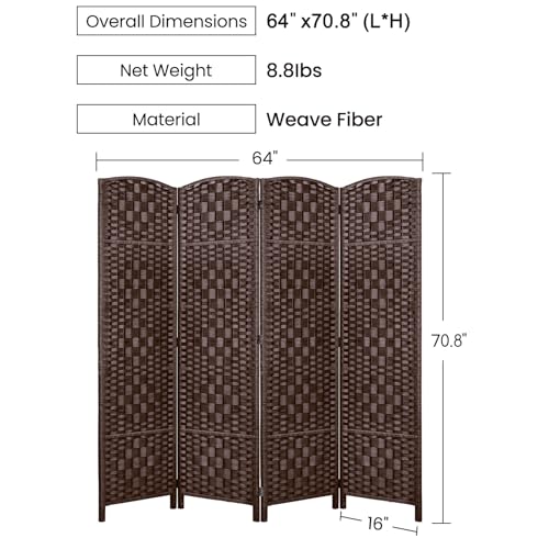 6 Panel Dark Coffee Folding Room Divider Y798821