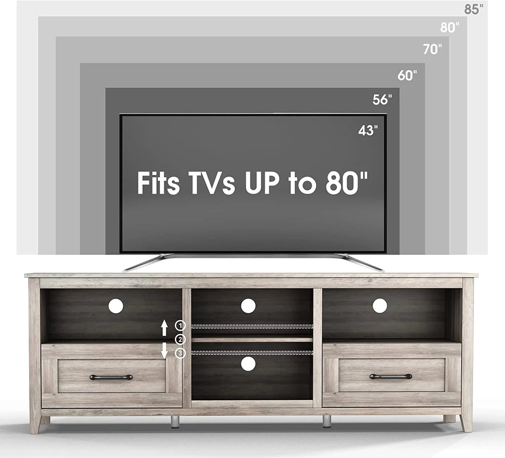 Black TV Stand for 70 inch Wide Screen with Drawers P872