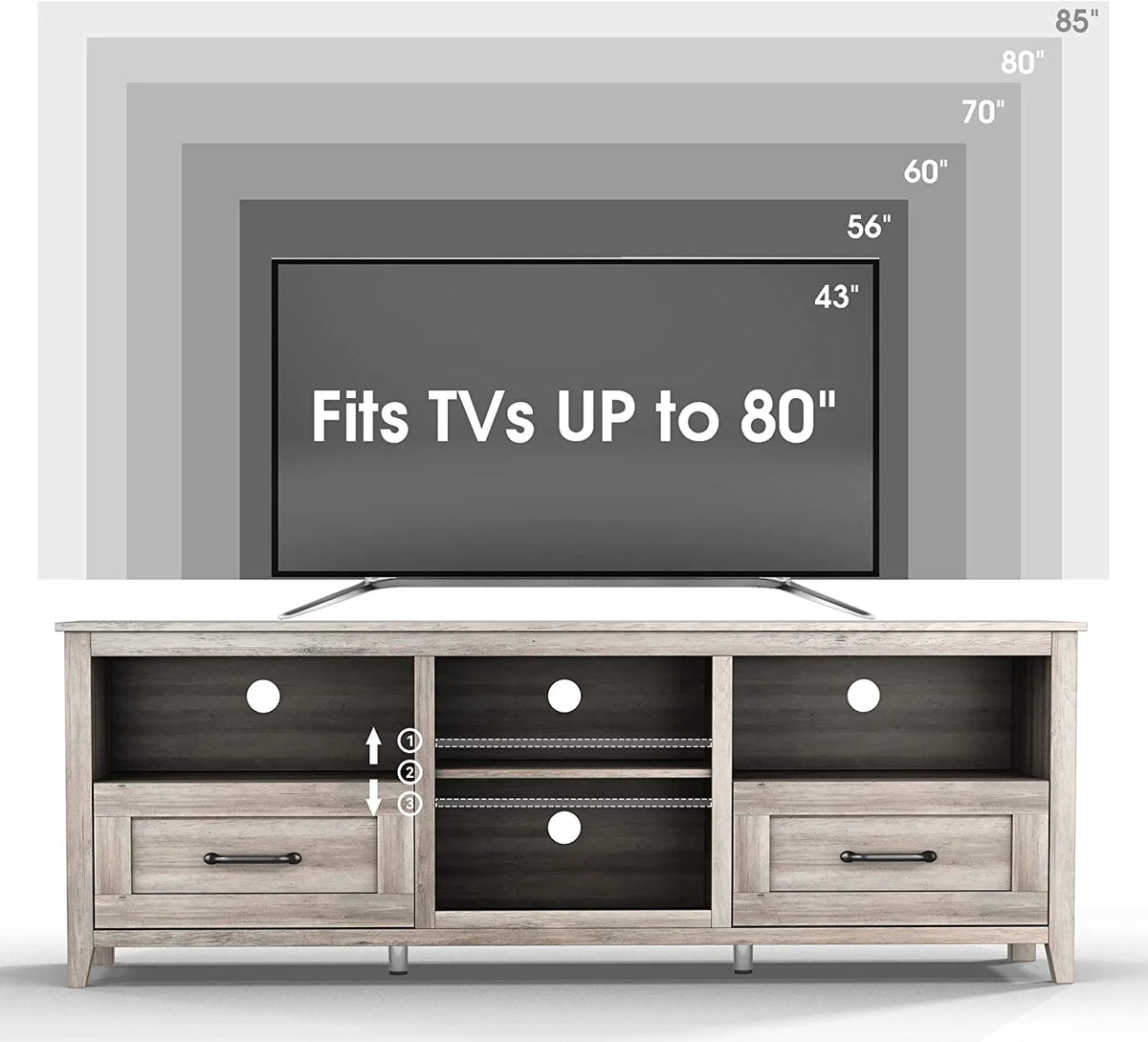 Black TV Stand for 70 inch Wide Screen with Drawers P872