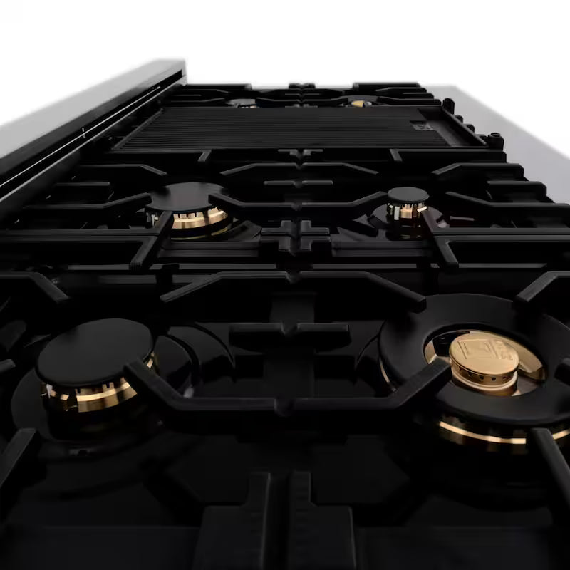 7 Burner Double Oven Dual Fuel Range with Brass Burners in Stainless Steel Q635