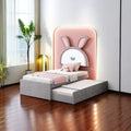Twin Size Upholstered Platform Bed with Trundle and 3 Drawers X48871