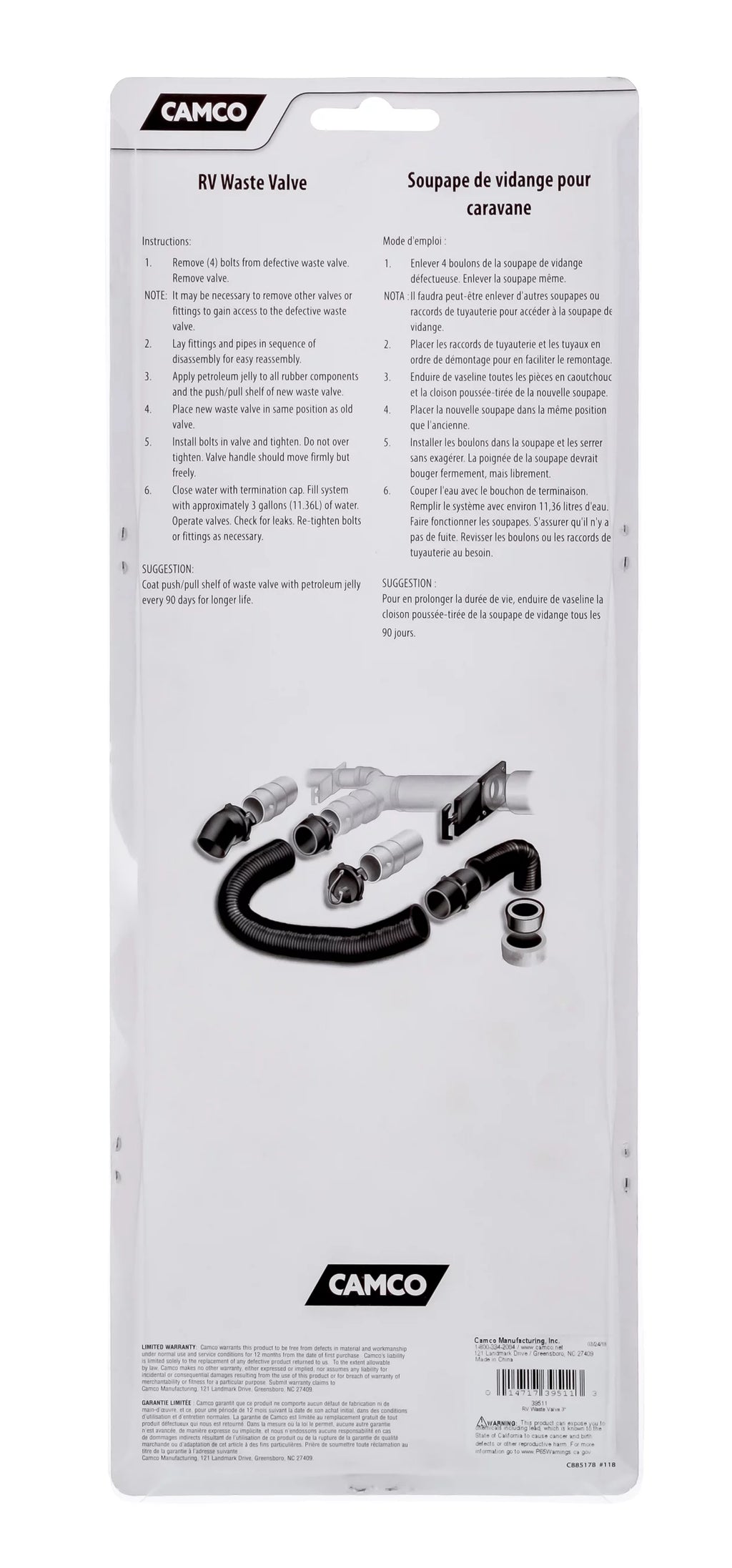 3" Waste Valve with Metal Handle X1696