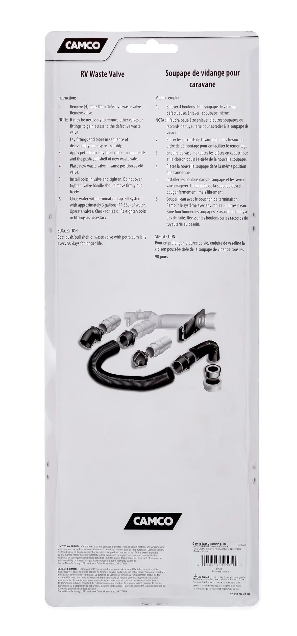 3" Waste Valve with Metal Handle X1696
