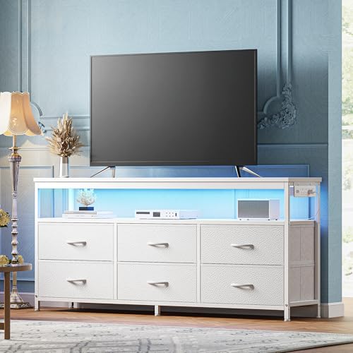 Black 47 Inch TV Stand with 6 Drawer Storage C290