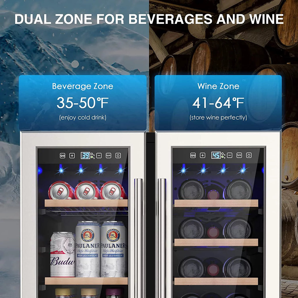 24 inch Dual Zone Wine Cooler Beverage Refrigerator J13424
