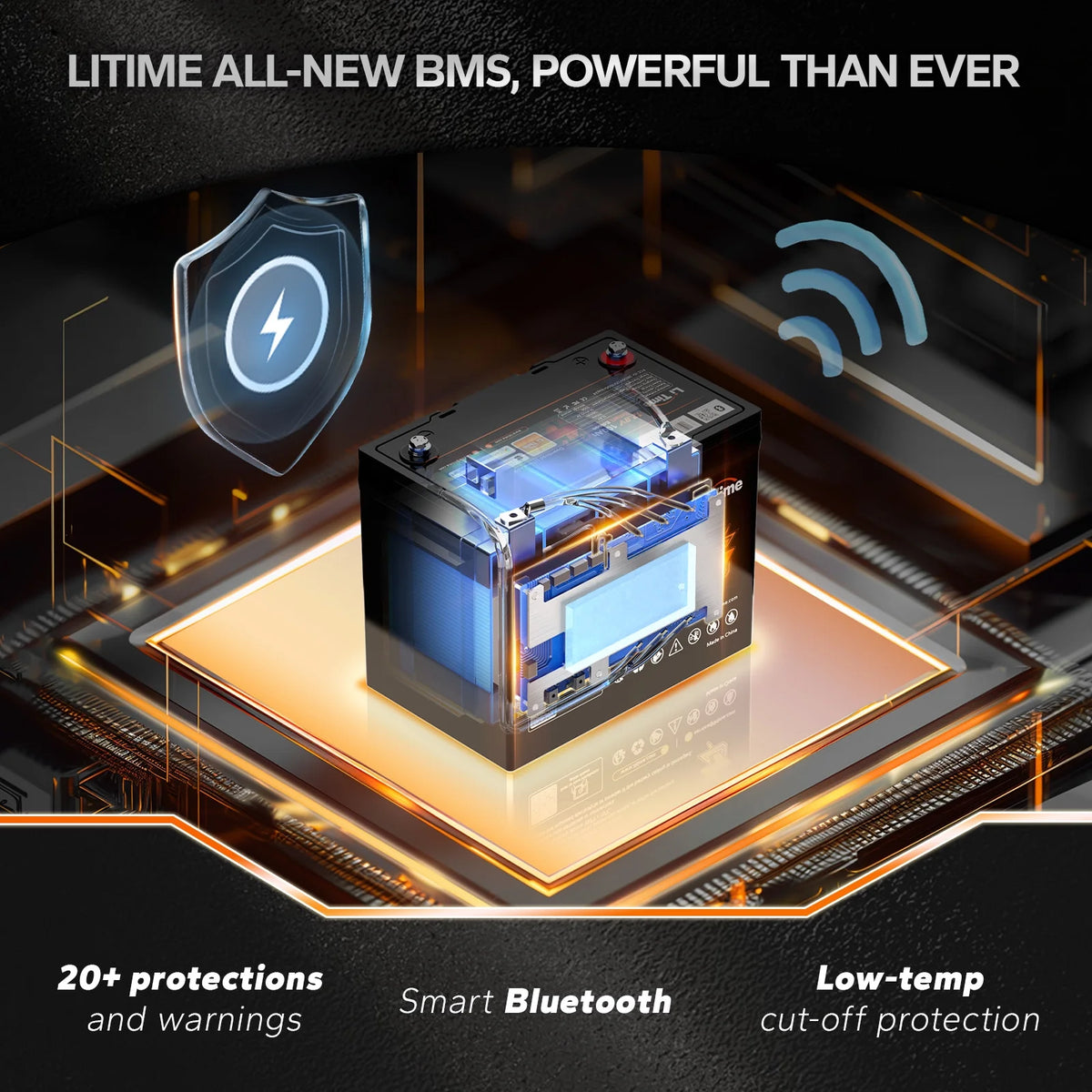 12V 100Ah Group 24 Bluetooth LiFePO4 Lithium Deep Cycle Battery P7529