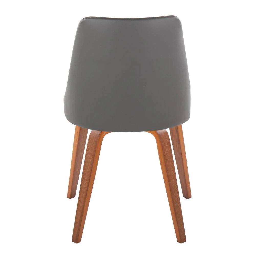 Grey Faux Leather Walnut Wood Dining Chair Set of 2 N9964