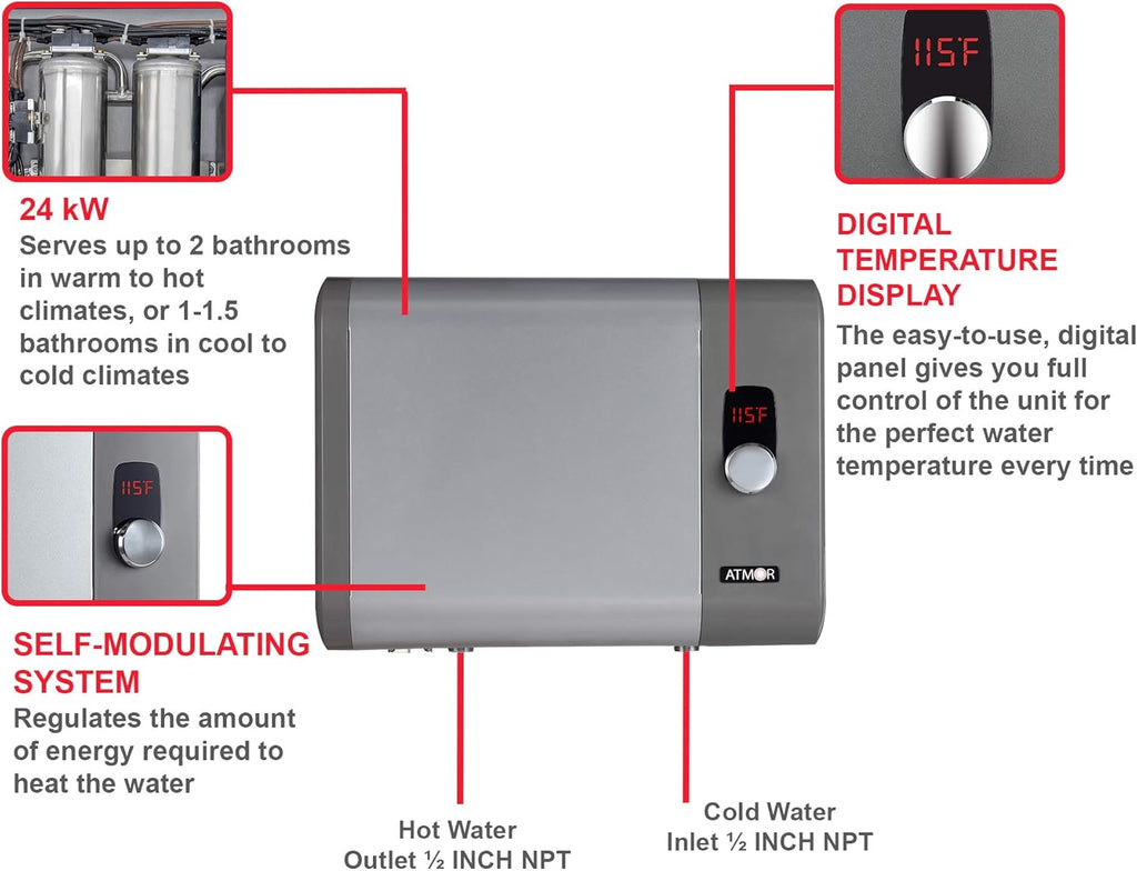 24kW 4.65 GPM Electric Tankless Water Heater P9139