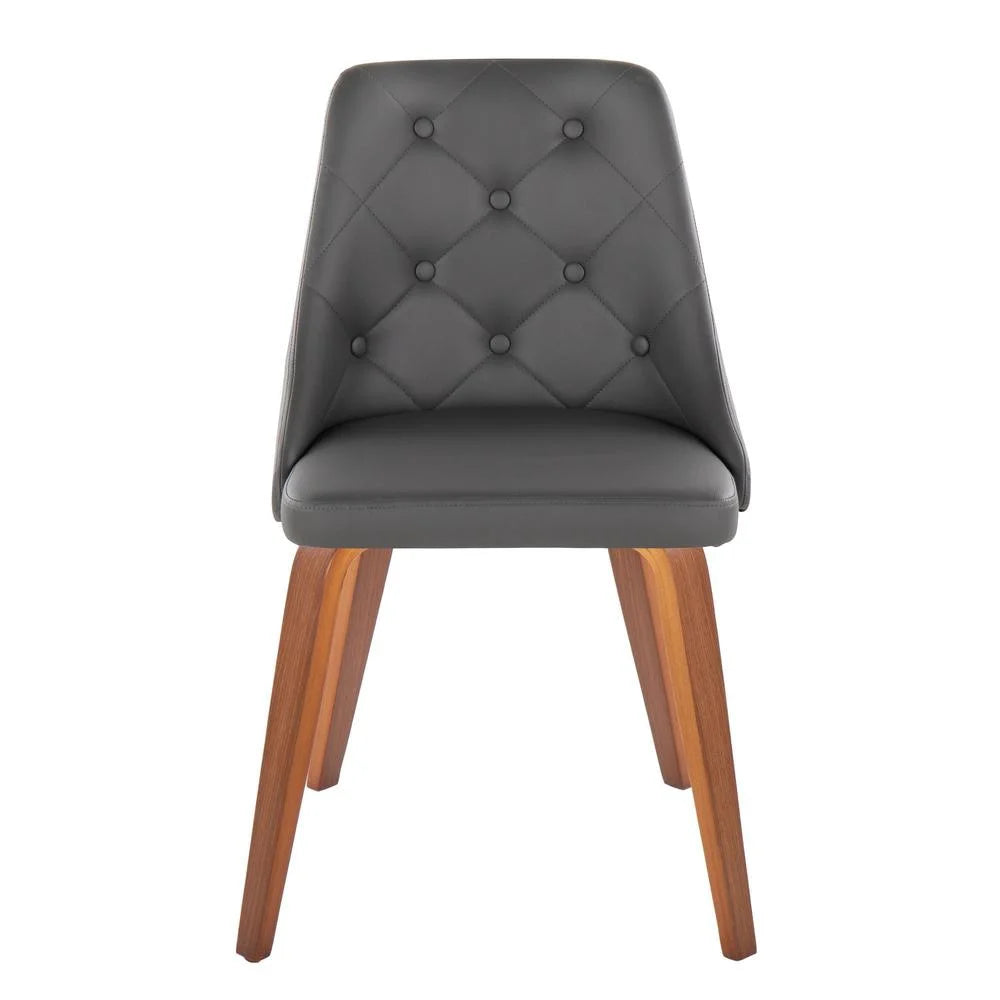 Grey Faux Leather Walnut Wood Dining Chair Set of 2 N9964