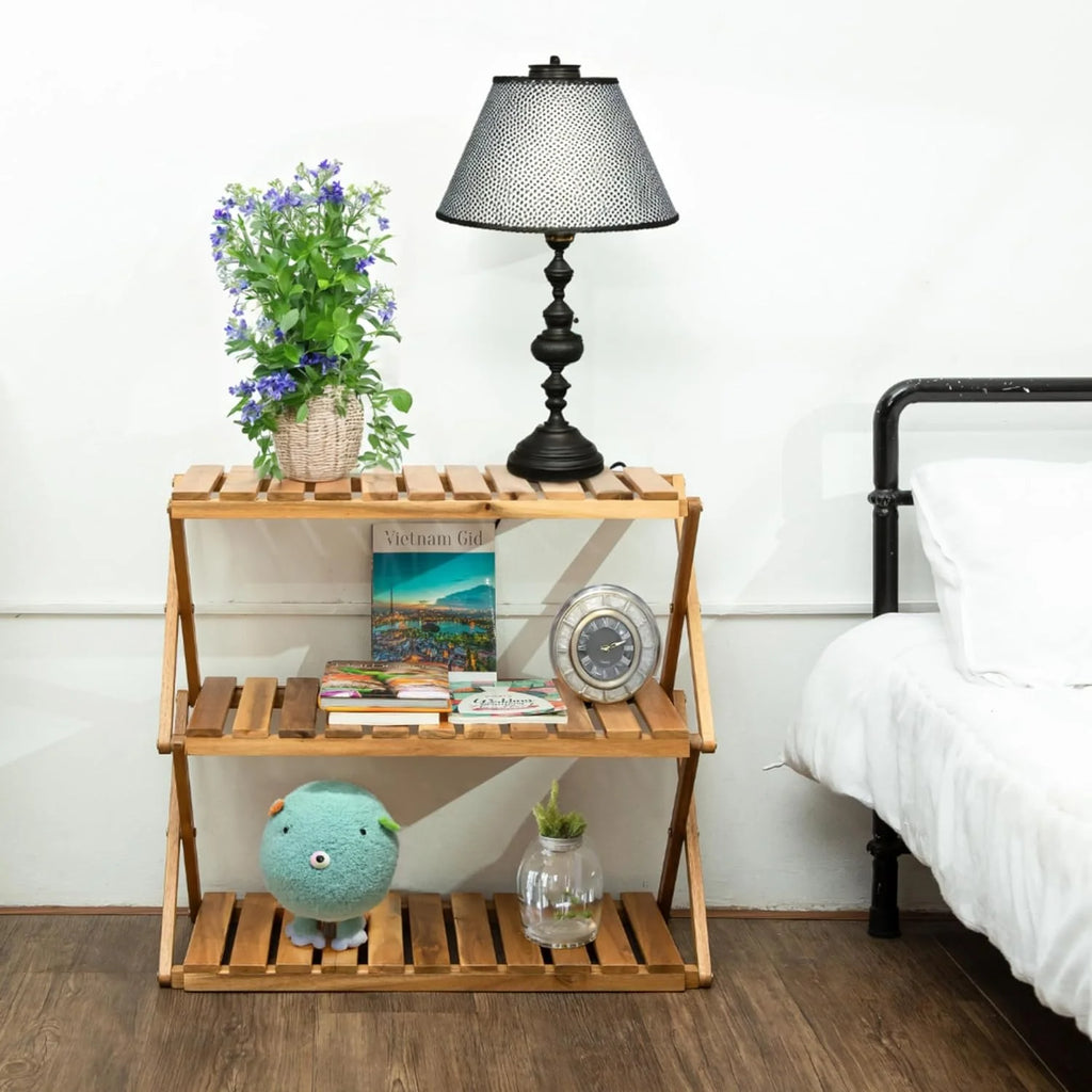3 Tier Acacia Wood Folding Shelf E4026