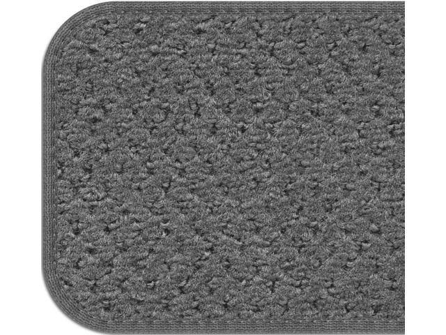 Set of 12 Skid-Resistant Carpet Stair Treads Gray W572339