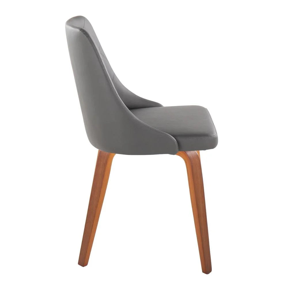 Grey Faux Leather Walnut Wood Dining Chair Set of 2 N9964