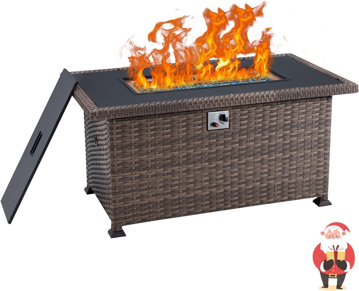 Propane Fire Pit Table 44in 50000BTU Brown Z628389