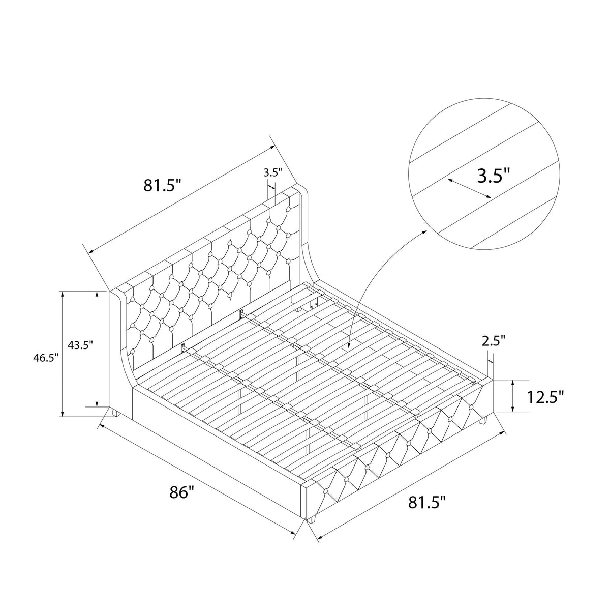 King Light Gray Linen Upholstered Bed T44210
