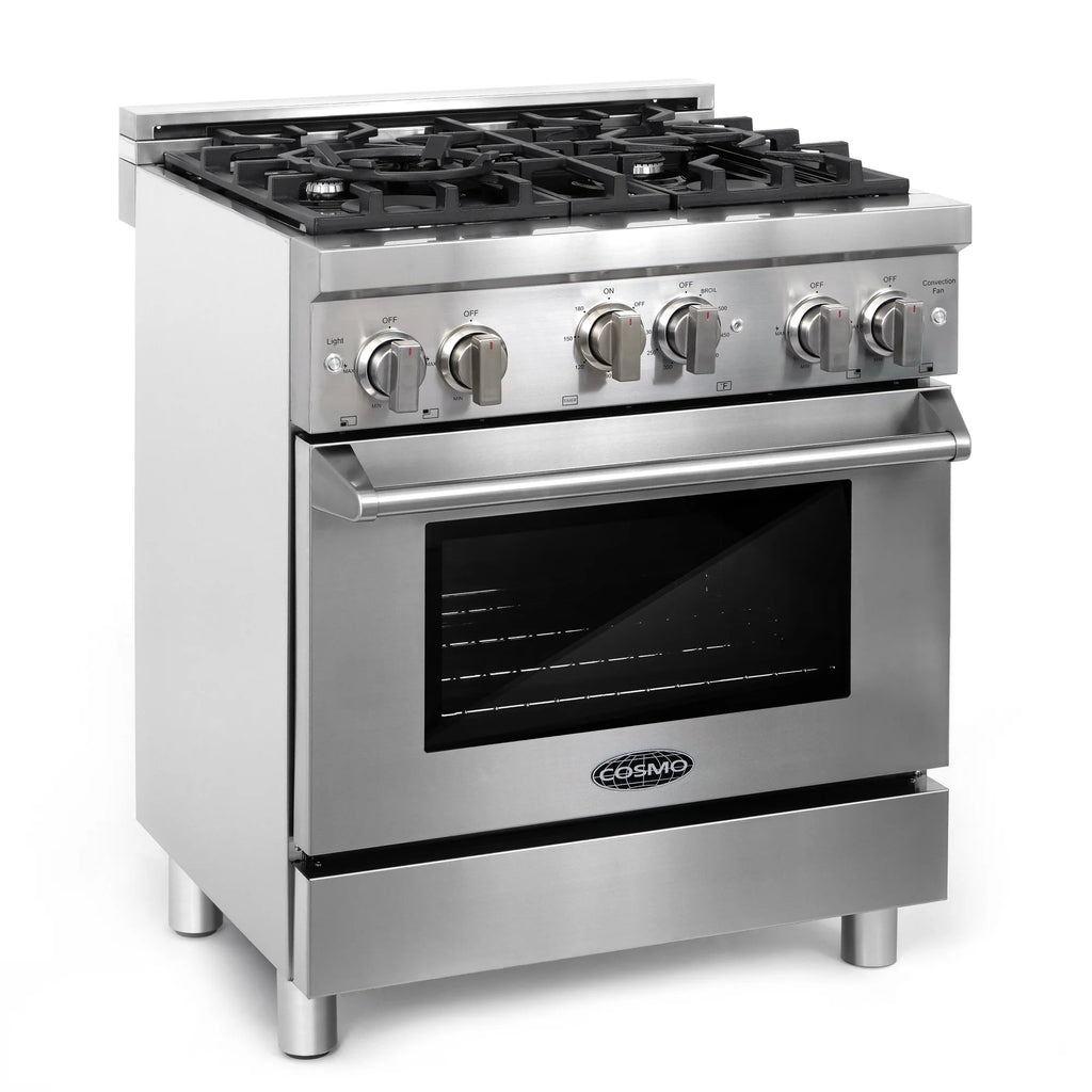 2 Piece Gas Range and Wall Mount Range Hood Kitchen Appliance Bundle L4682