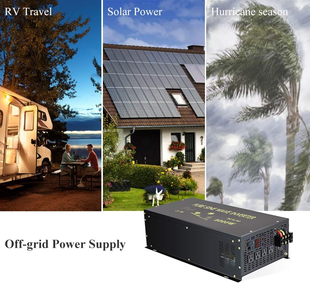 8000W Pure Sine Wave Power Inverter DC 36V to AC 120V X3647