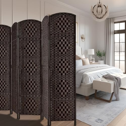 6 Panel Dark Coffee Folding Room Divider Y798821